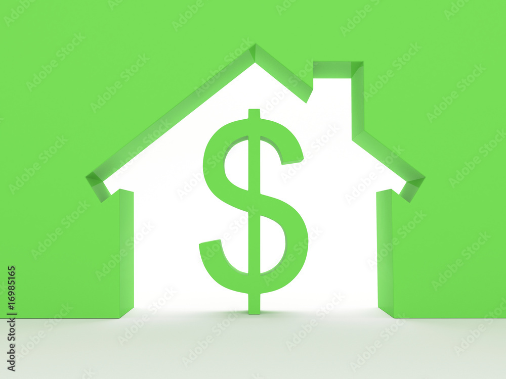 House Concept With Dollar Sign - 3d Metaphor House Concept With Dollar Sign - 3d Metaphor