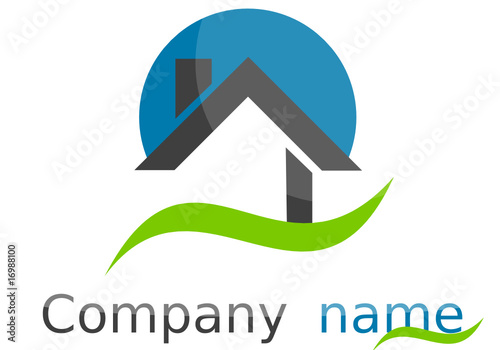 House vector logo blue and green