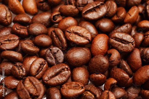 Fragrant fried coffee beans background