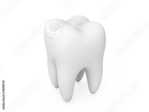 3d tooth isolated on white background.