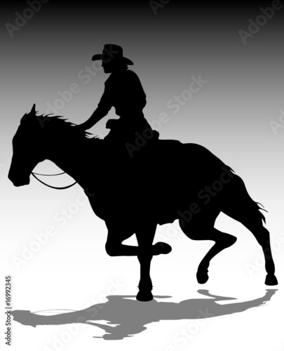 cowboy in action vector silhouettes