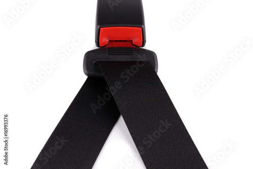Black seat belt will clasp on the lock