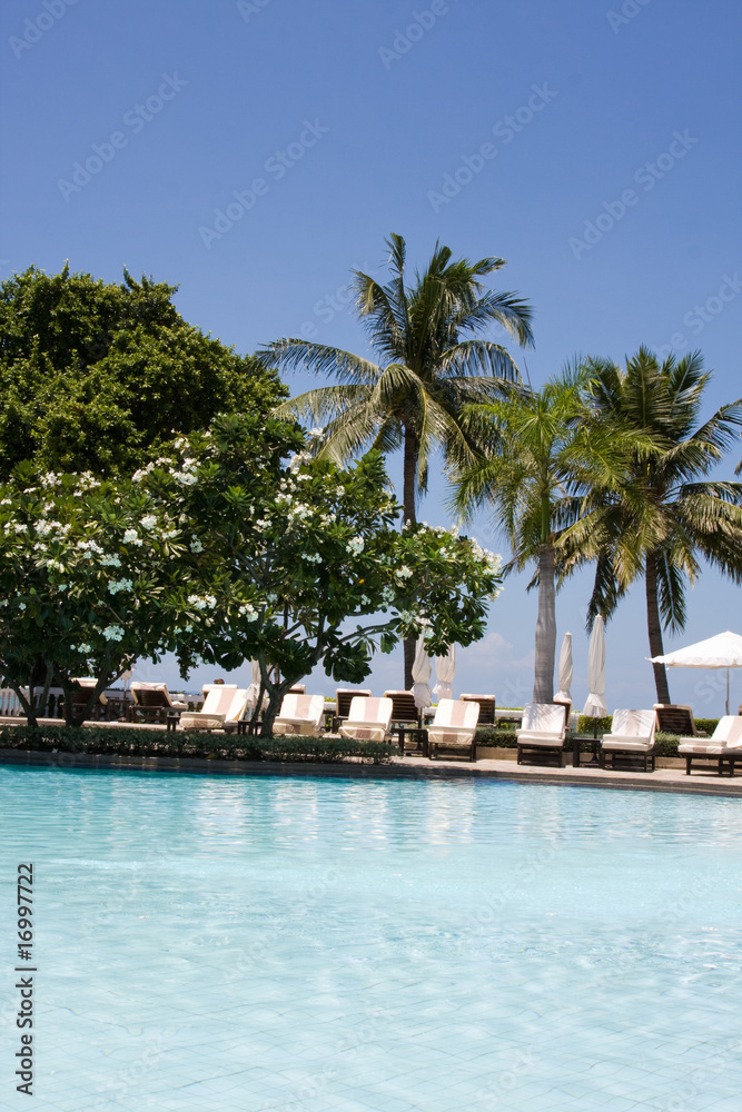 Obraz premium Swimming pool on a sunny day.Pattaya city in Thailand