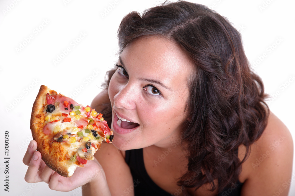 Girl about to eat pizza