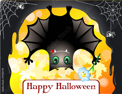 Cute bat congratulating you with halloween