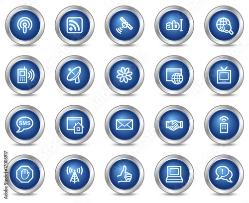 Internet communication web icons, blue circle buttons series