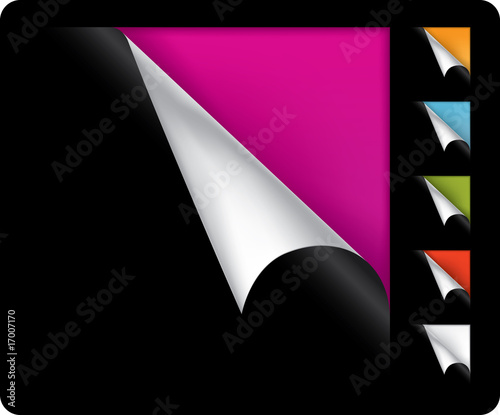 Colorful vector page curled corners