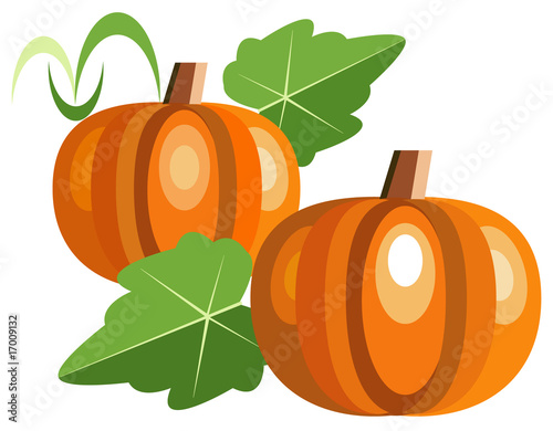 Simplistic pumpkins with leaves