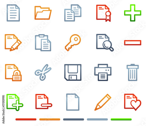 Document web icons, colour symbols series