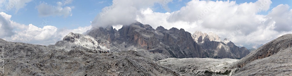 Mountains and people - Dolomites panorama