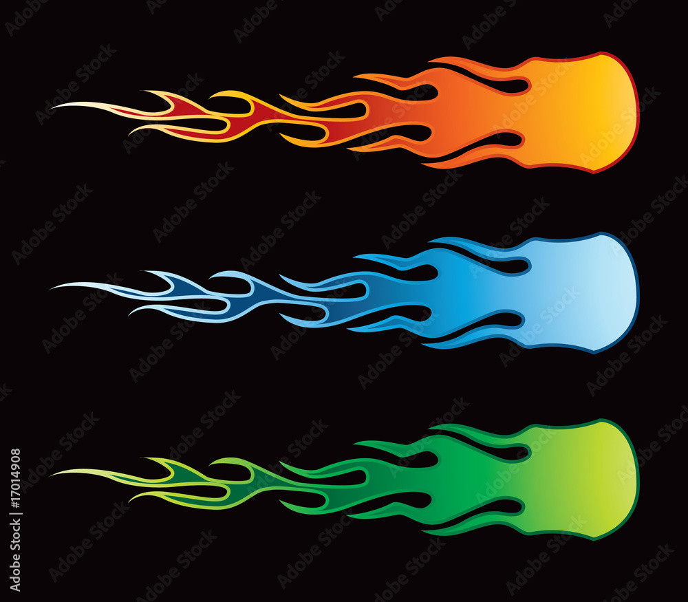 Various color flame advertisements