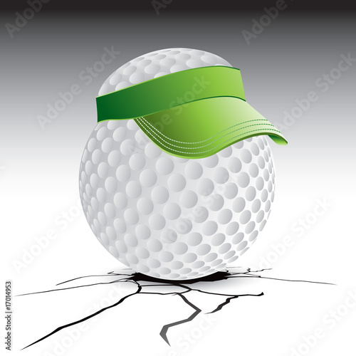 Golf ball with visor on cracked ground