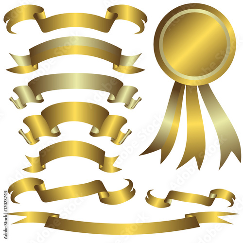 Collection of gold and silver ribbons for celebratory design