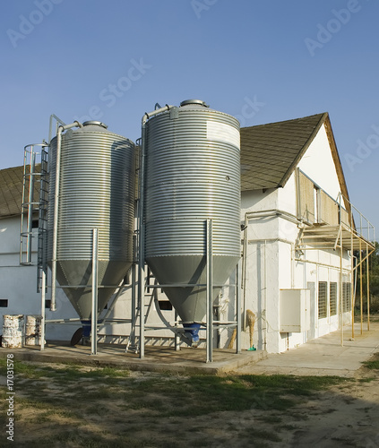 chicken farm and silos