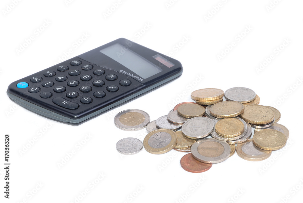 Coins details on the isolated white background Coins details on the isolated white background
