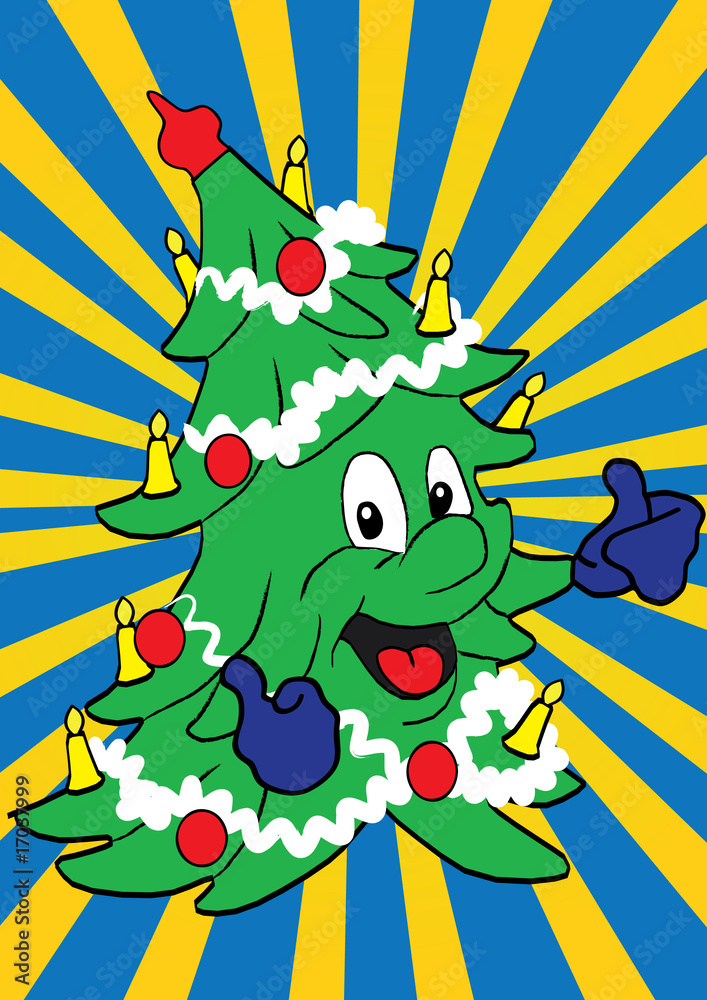 Obraz premium Happy Christmas tree vector illustration