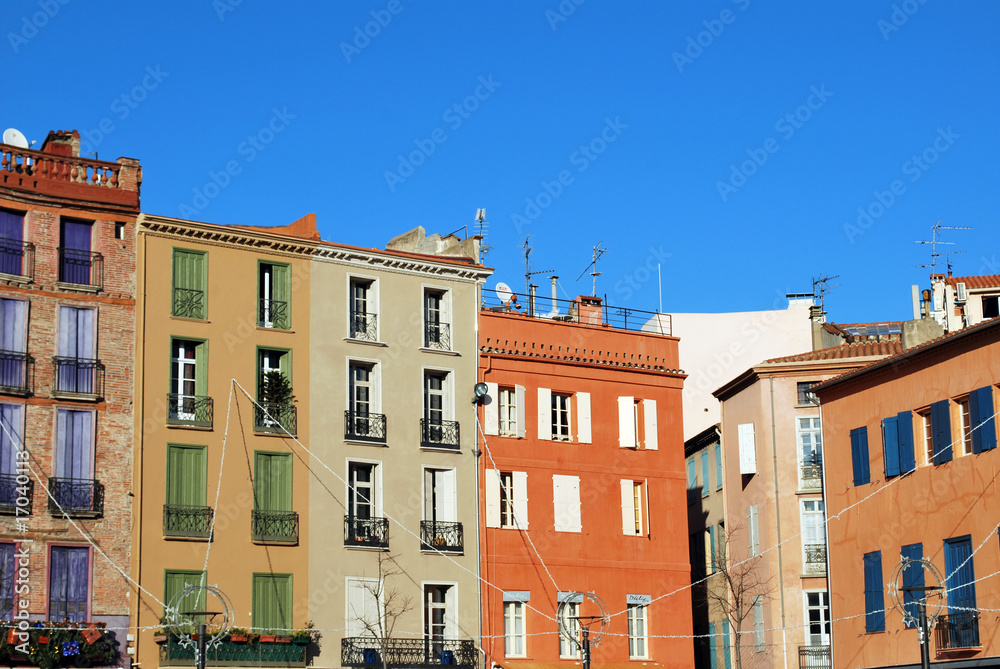 Maisons colorées à Perpignan
