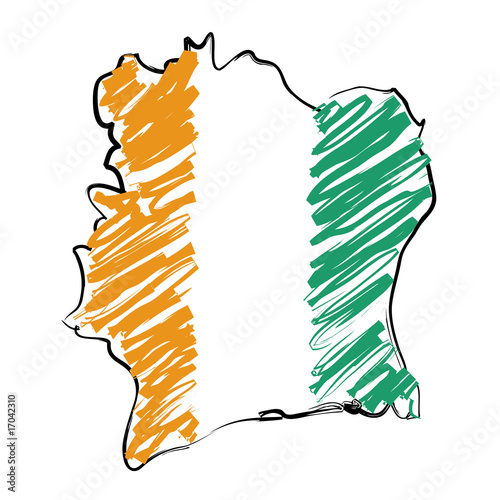 Cote d'Ivoire mappa bandiera