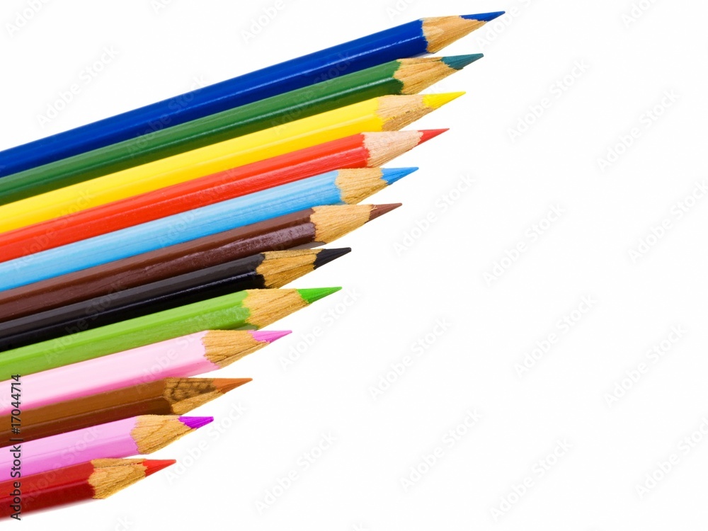 Set of color pencils isolated on a white background Set of color pencils isolated on a white background