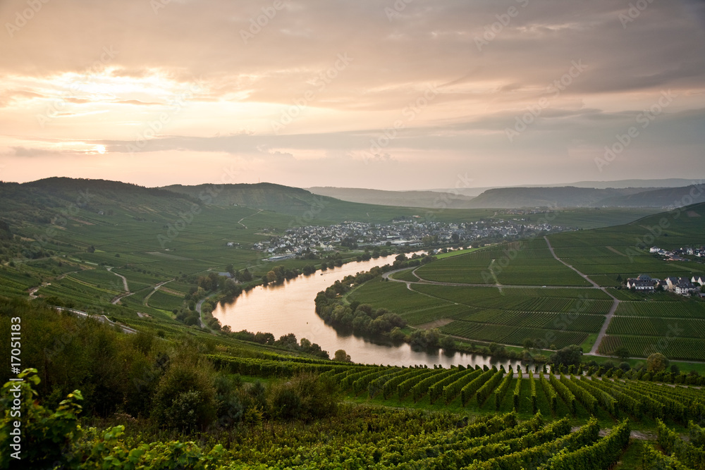 Mosel bei Trittenheim beim Sonnenuntergang