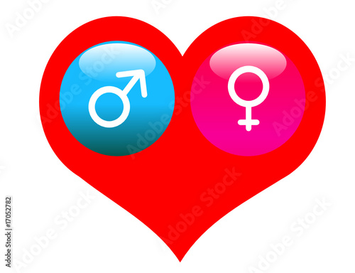 boule 3D homme femme coeur