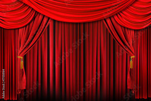 Stage in Bright Red Dramatic Lighting