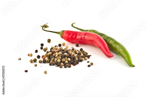 Peppers with pepper isolated on white background