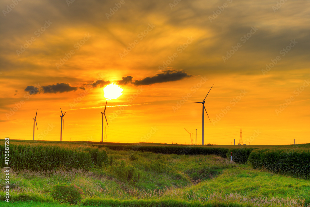 Windmill farm sunset Windmill farm sunset