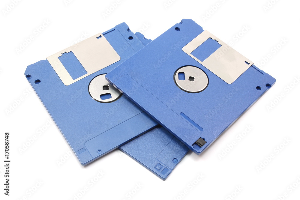 Three blue floppy disks Three blue floppy disks