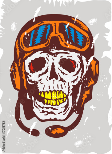 Ace pilot skull face grunge background