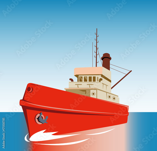 Tugboat sailing in the sea