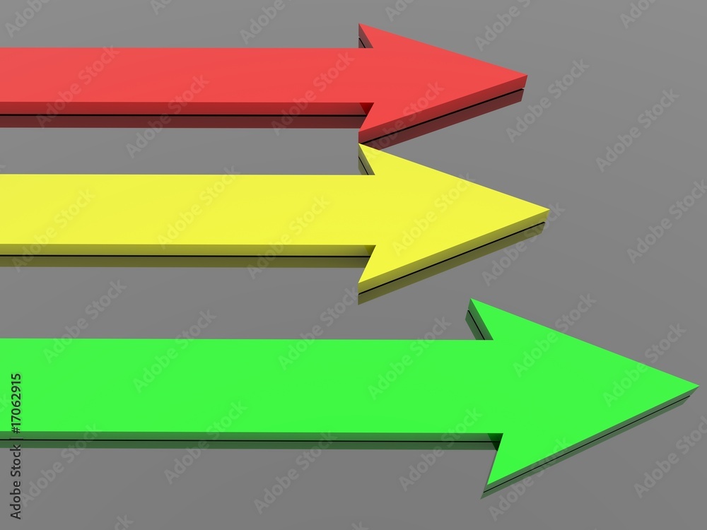 Red, yellow and green arrows on black Red, yellow and green arrows on black