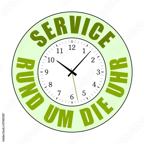 service rund um die uhr - uhr grün