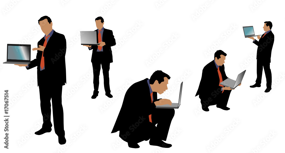 Silhouette d'homme montrant un ordinateur