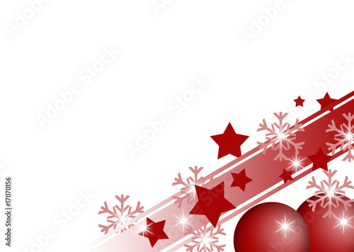 cartolina natalizia con palline rosse e stelle