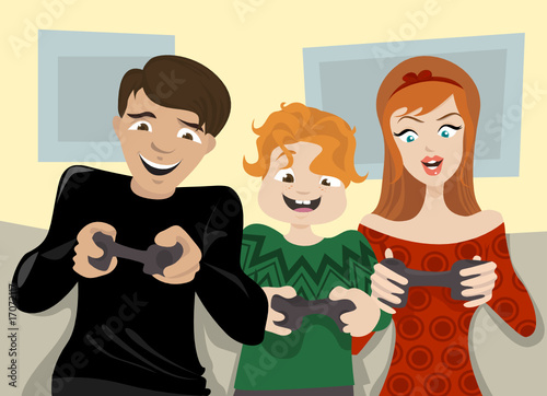 family playing game