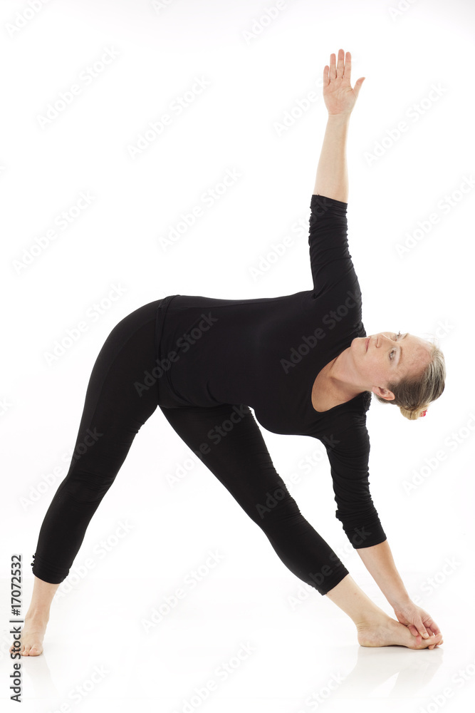 woman practising yoga on white background woman practising yoga on white background