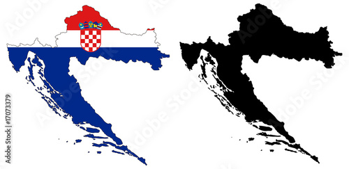 vector  map and flag of croatia photo