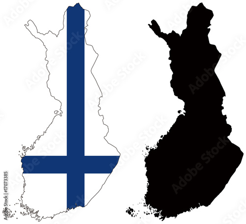 vector  map and flag of finland