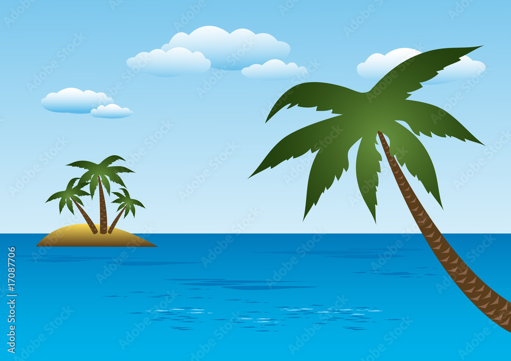 Fototapeta Island With Palm Trees