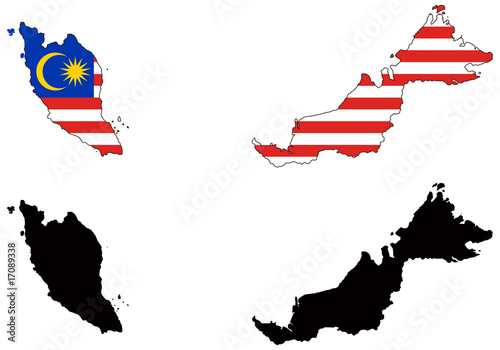 vector  map and flag of malaysia