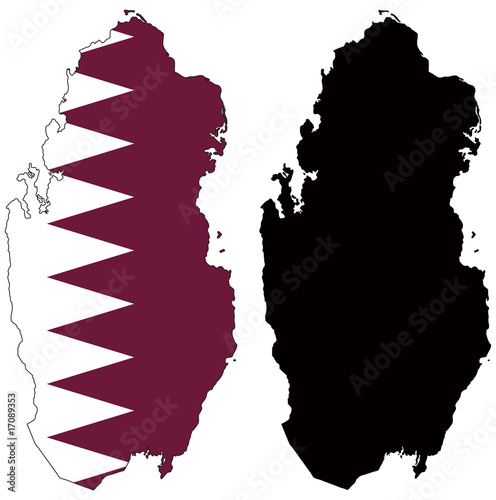 vector  map and flag of qatar