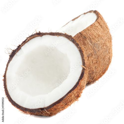 Fresh coconut on white