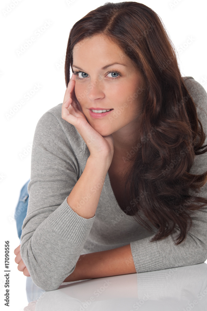 Portrait of beautiful happy brown hair woman Portrait of beautiful happy brown hair woman
