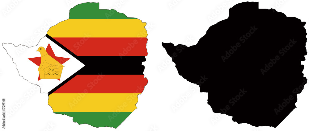 vector  map and flag of zimbabwe - obrazy, fototapety, plakaty 