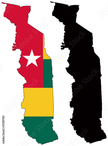 vector  map and flag of togo photo