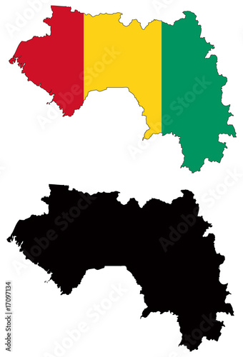 vector  map and flag of guinea