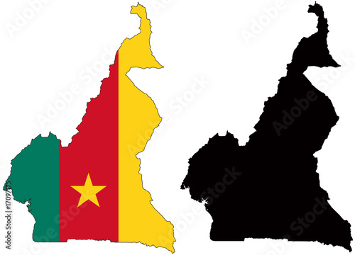 vector  map and flag of cameroon