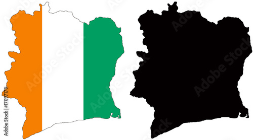 vector  map and flag of ivory coast