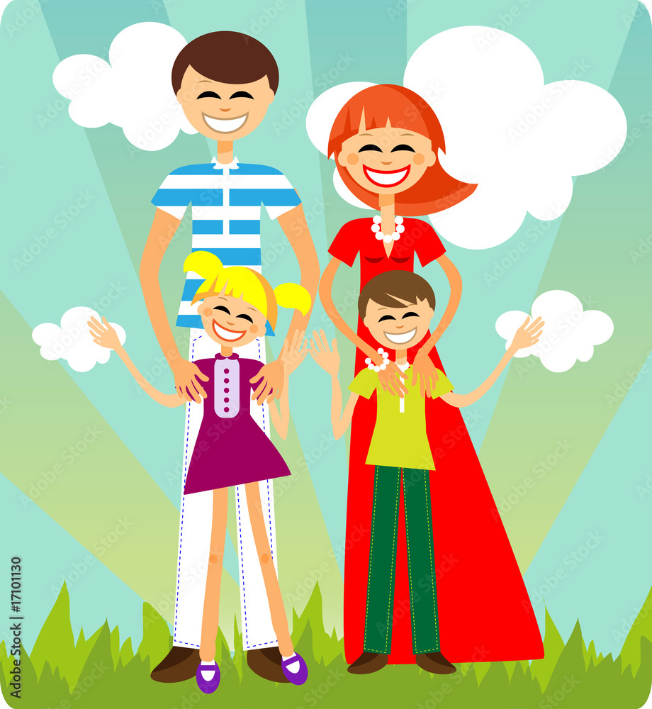 Happy Family card, vector background, wallpaper. Smiling People Stock  Vector | Adobe Stock